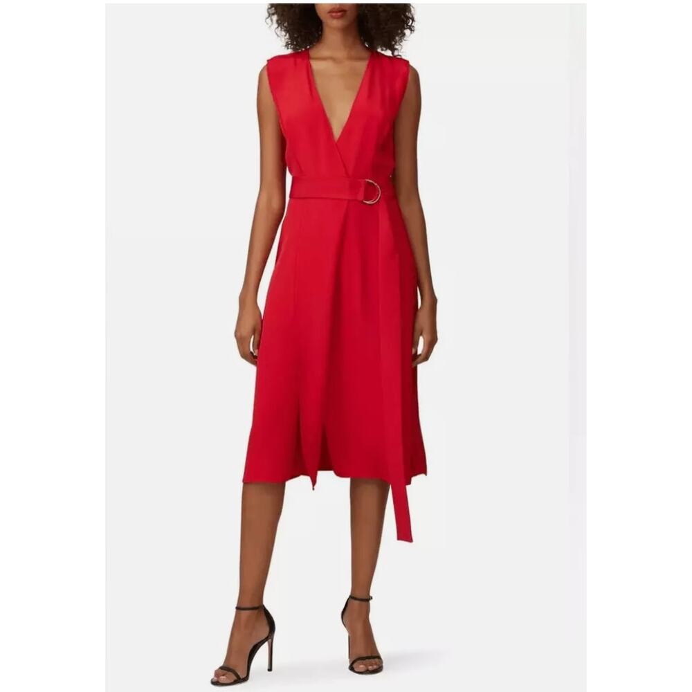Jason Wu Sleeveless Knee Length Wrap Dress in Red MRSP $495